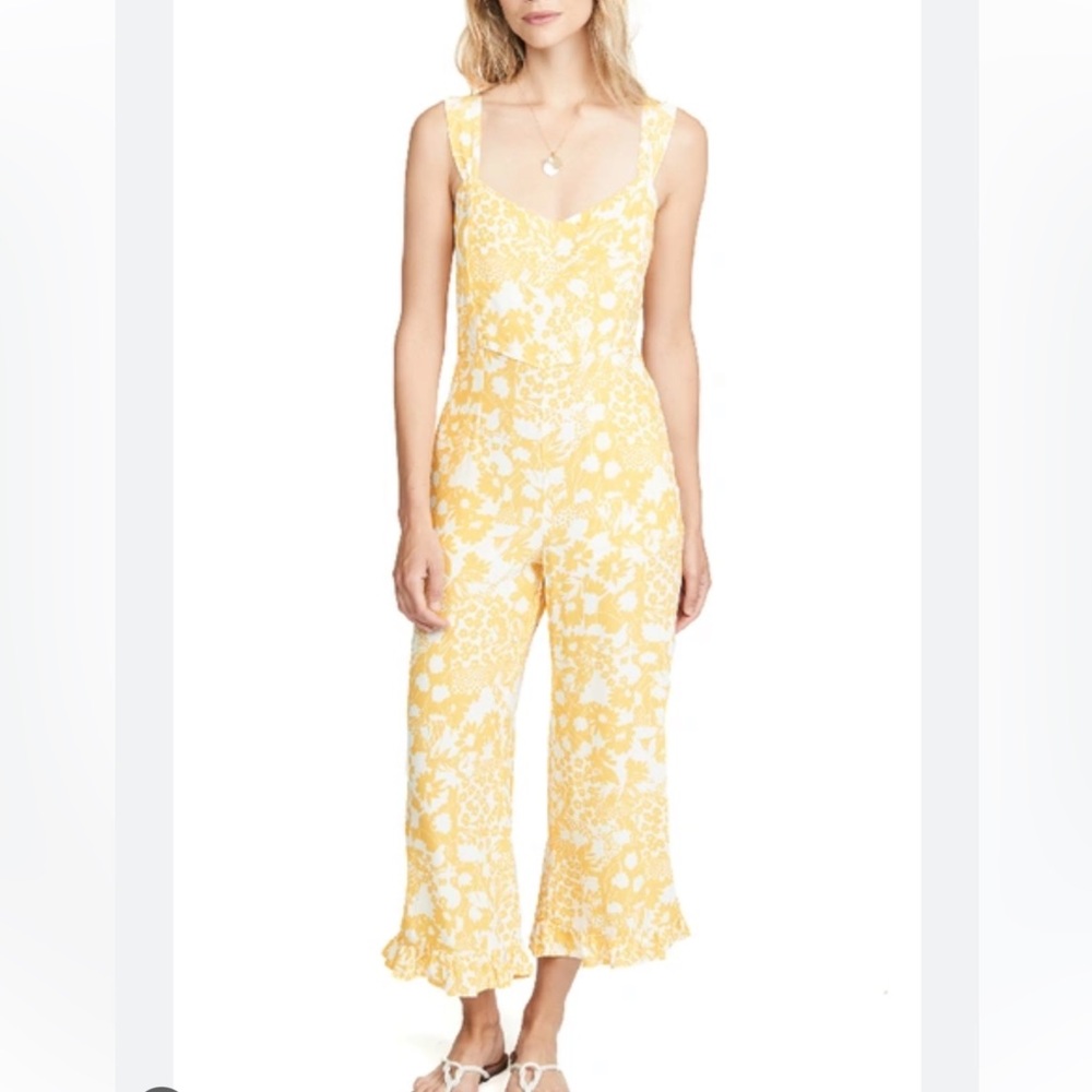 Faithfull the brand yellow Kasbah floral jumpsuit size XS